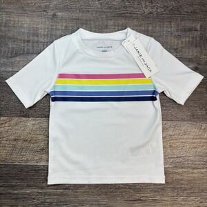Janie and Jack 12-18 Months Baby‎ Recycled Stripe Rash Guard in White NEW